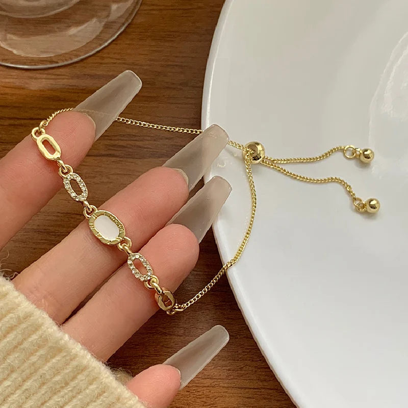 Luxury Geometric Gold Plated Zircon Bracelet for Women