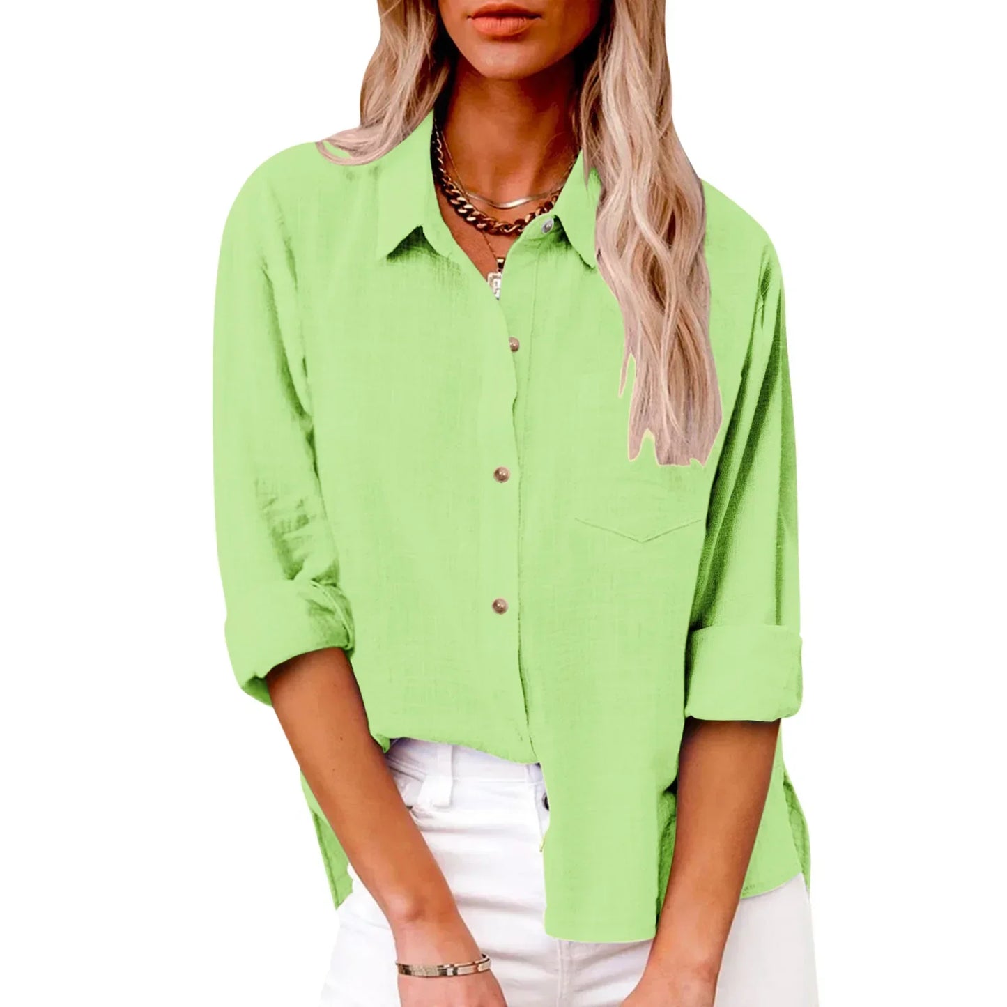 Cotton Linen Long Sleeve Shirts for Women T Shirt