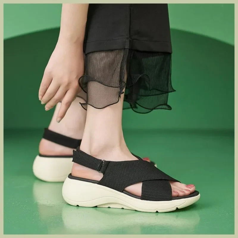 GKTINOO 2026 Summer Shoes Women Flat Sandals Peep toe Fashion Brand Ladies Shoes Bohemia Style Sandals Black Green Plus Size 41
