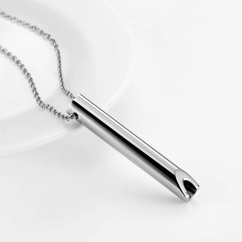 528Hz Meditation Breathing Necklace Stainless Steel Mindful Breathing Whistle for Anxiety & Stress Relief Yoga Gift