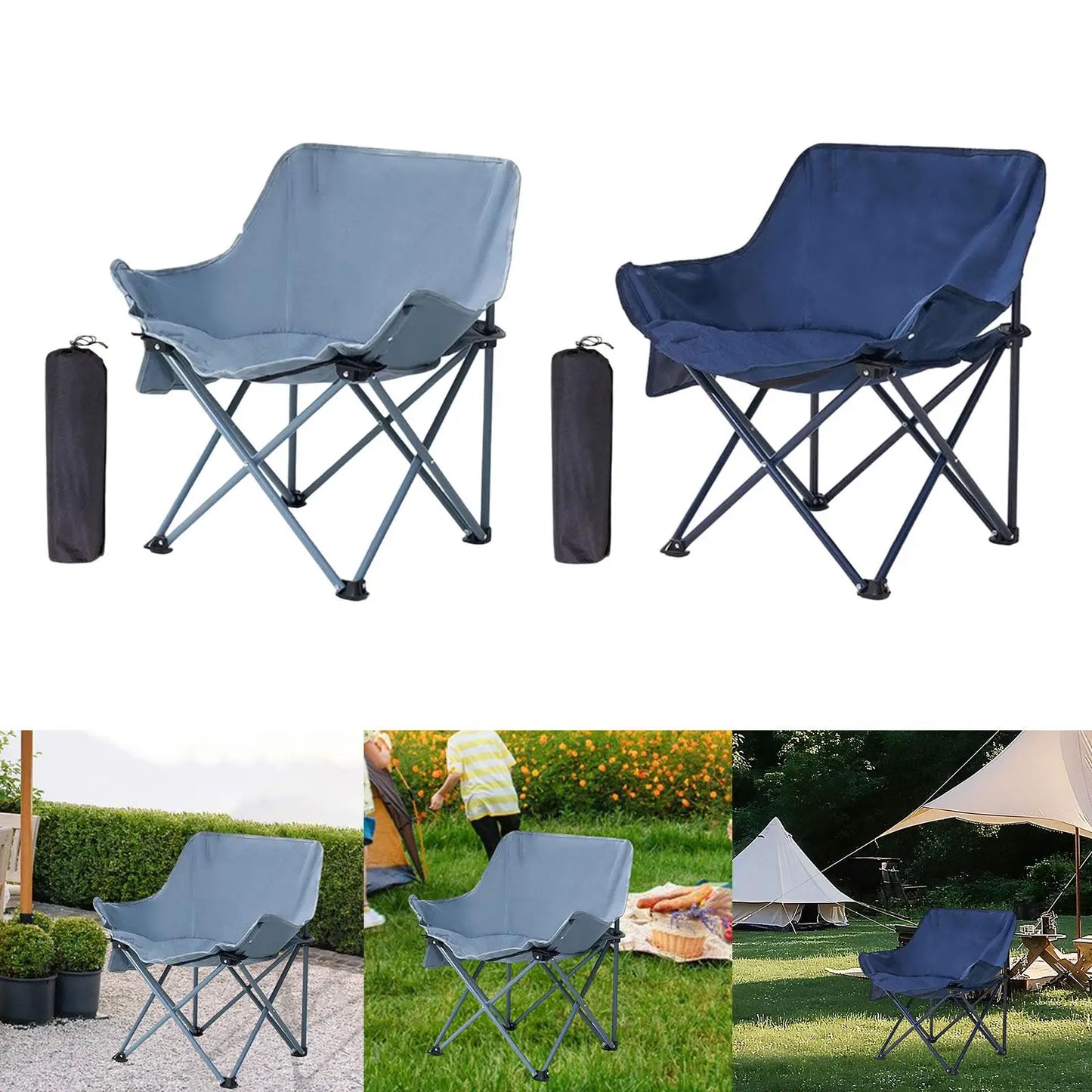 Portable Camping Chair Outdoor Folding Chair for Hiking Traveling Backyard