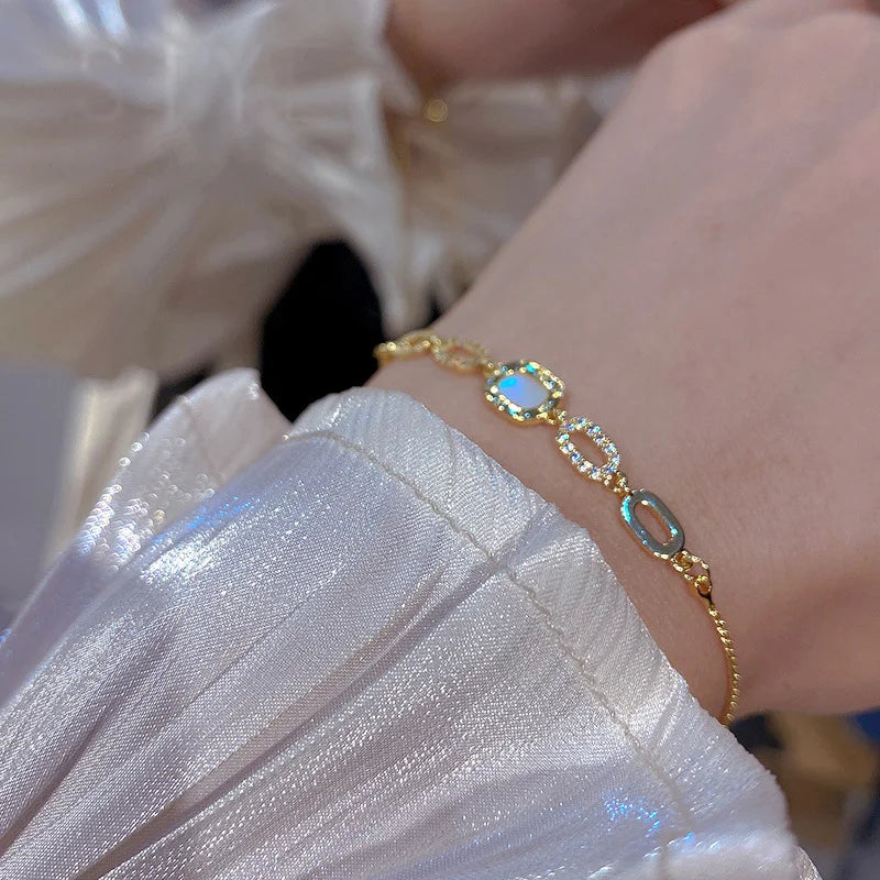 Luxury Geometric Gold Plated Zircon Bracelet for Women