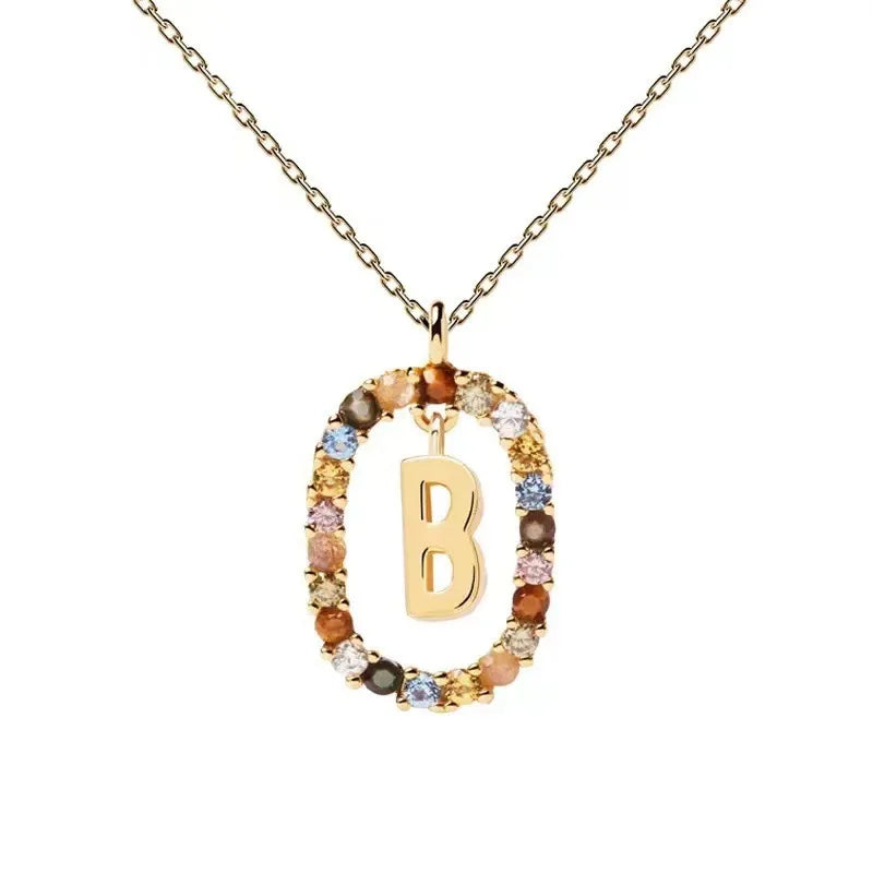 Creative A-Z Letter Pendant Women's Necklace Sweet Versatile Adjustable Chain Lobster Clasp Colorful Jewelry Popular 2026 Gift