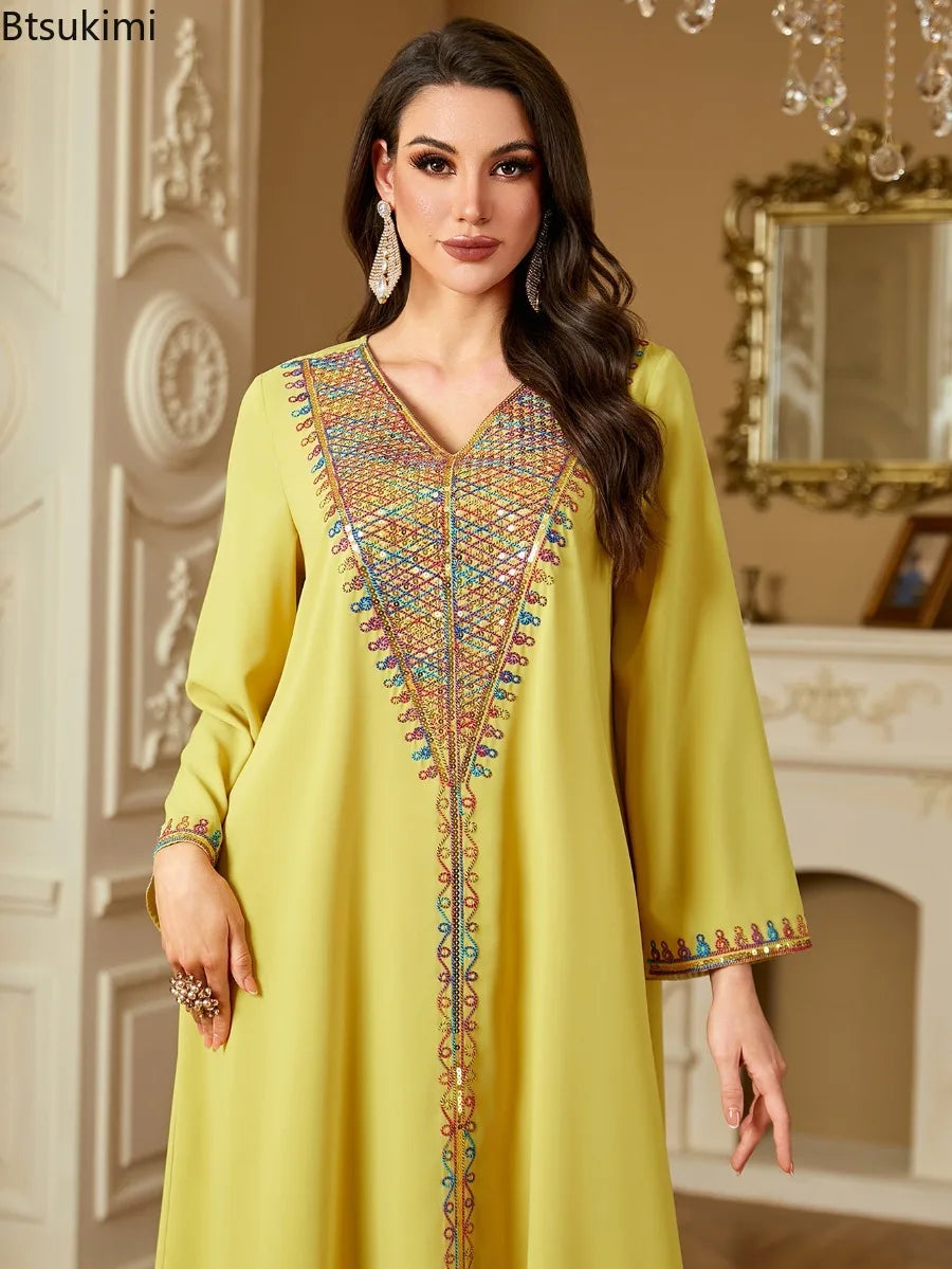 Elegant Dresses Women's Embroidery Long Sleeve Evening