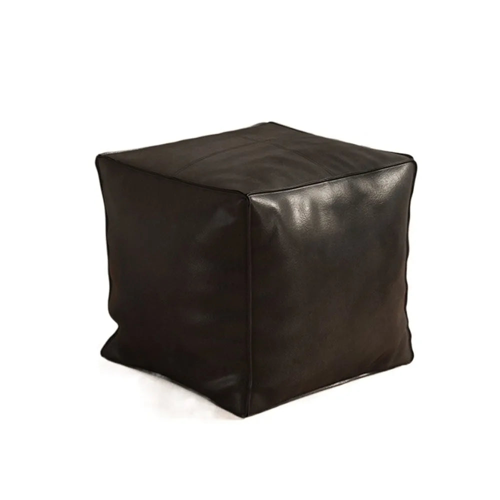 Nordic Style Non-Slip Storage Stool Large Capacity Waterproof PU Leather Ottoman Thicken Stackable Leather Pouf Living Room