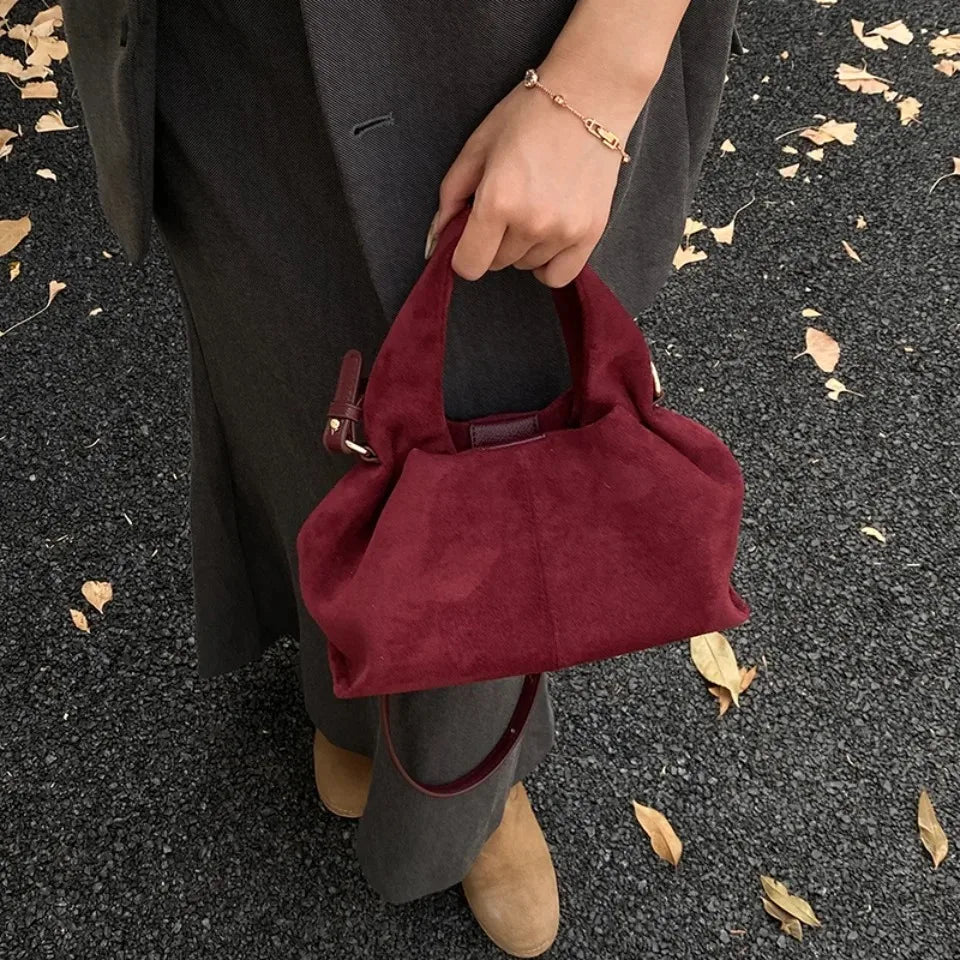 Designer Frosted Mini Handbag Luxury Women's Faux Suede Top-Handle Bags Female Shoulder Crossbody Bags for Women Summer Style