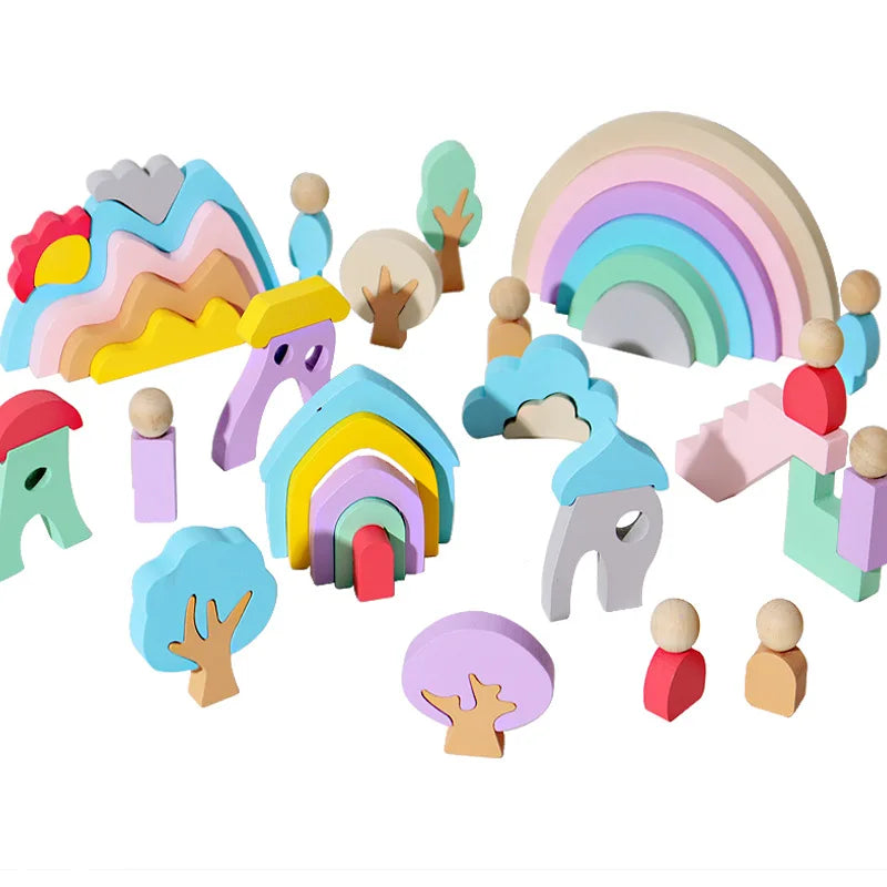 Kids Montessori Toys Wooden Rainbow