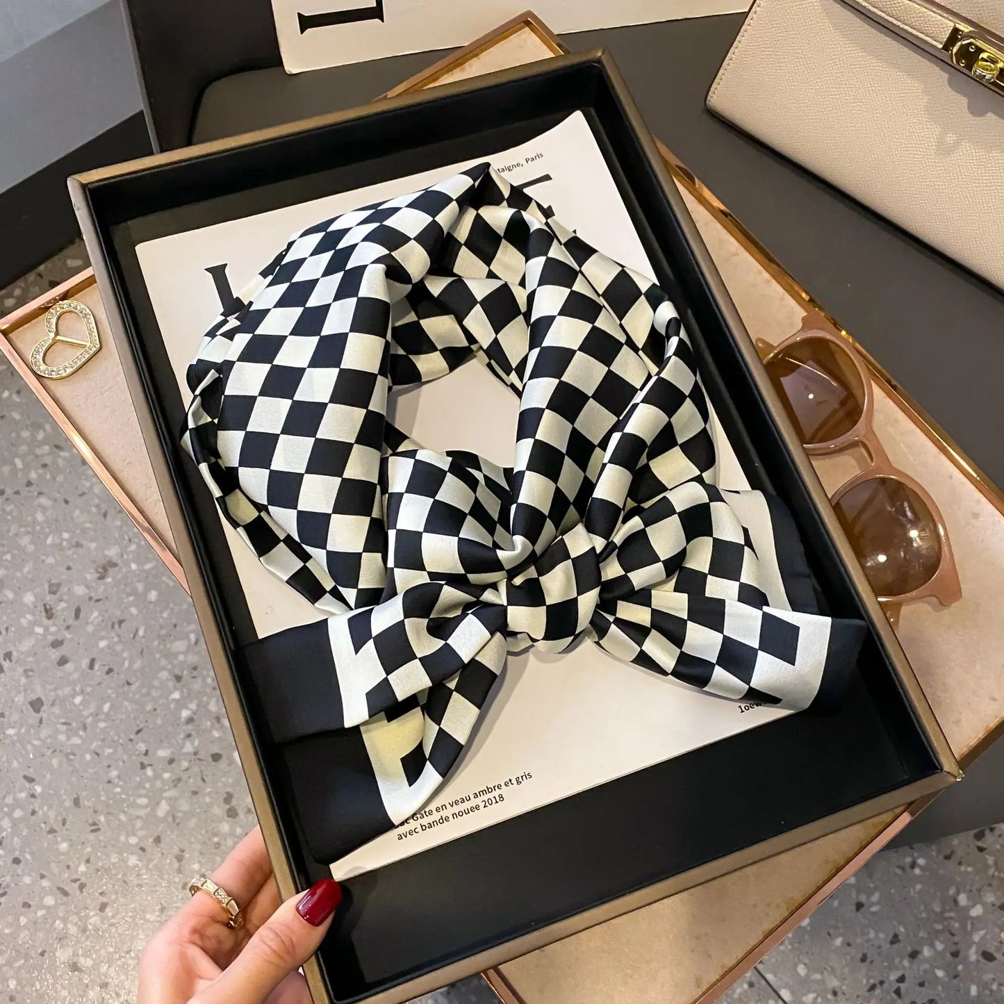 Long Silk Scarf Bag Tie Women Neck Skinny Scarves Hair band Foulard Horse Print Brand Lady Neckerchief Ribbon