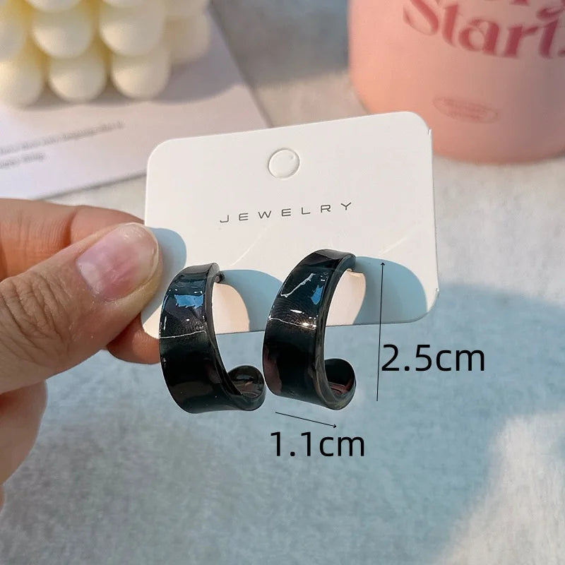 Acetic Acid Leopard Print C-Type Stud Earring for Women Sweet Temperament Simple Retro Cute Resin Geometry Jewelry Brincos Gift