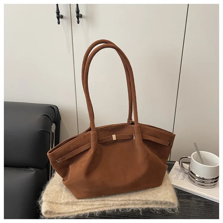 Faux Suede Shoulder Bag Women Fashion Commute Tote Bag Casual Underarm Bucket Purse Fall Daily Luxury Handbag