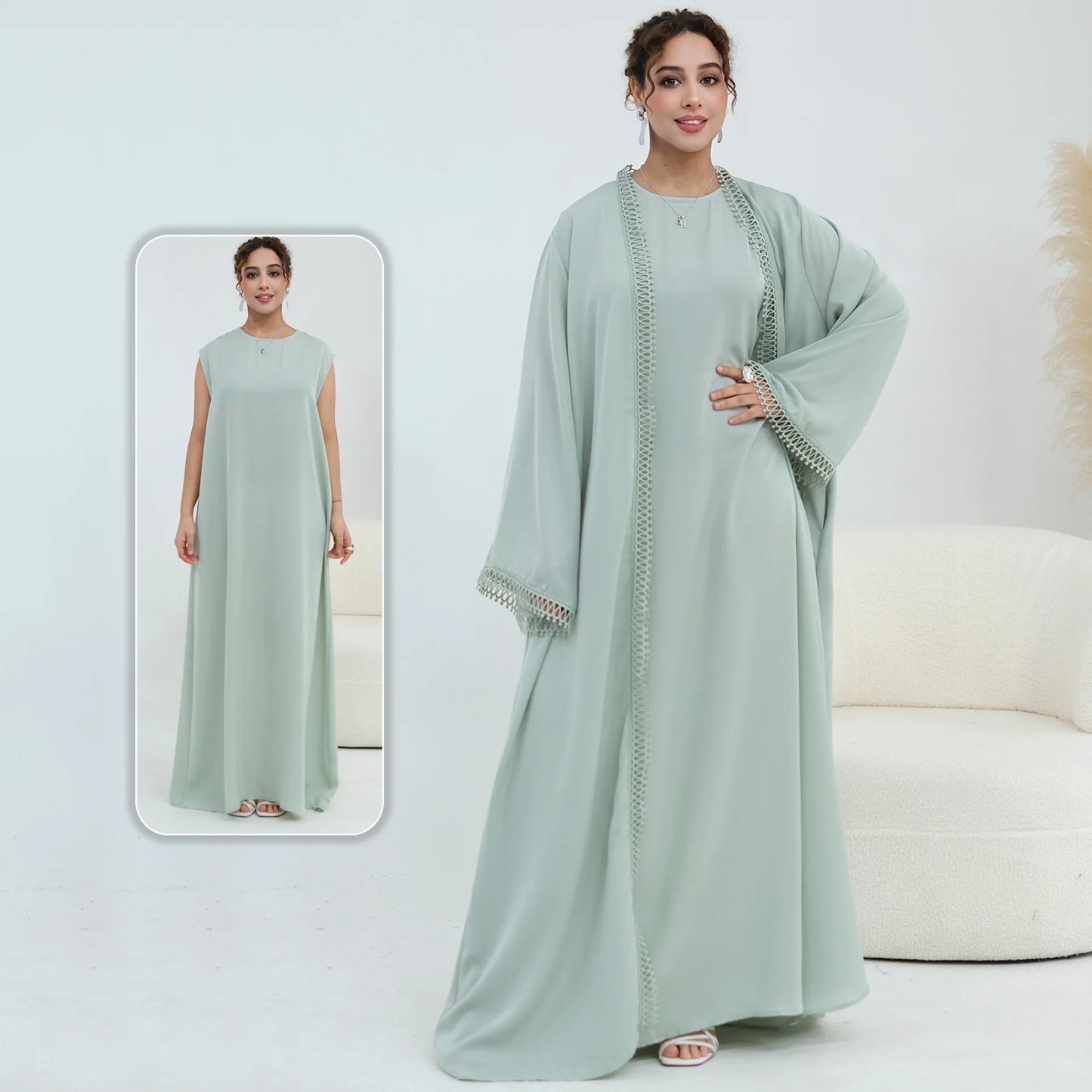 Women Abaya Set for Eid Party Events Resort Wear-Loop