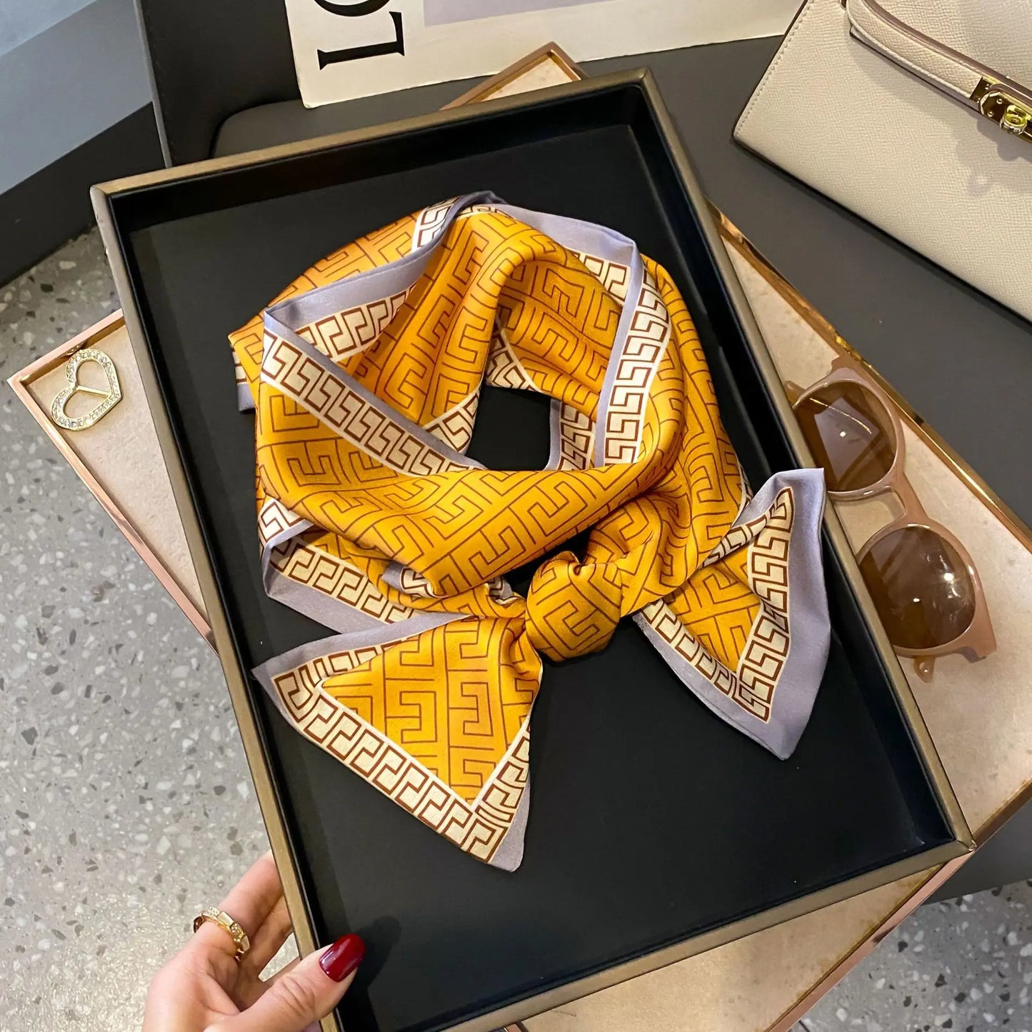 Long Silk Scarf Bag Tie Women Neck Skinny Scarves Hair band Foulard Horse Print Brand Lady Neckerchief Ribbon