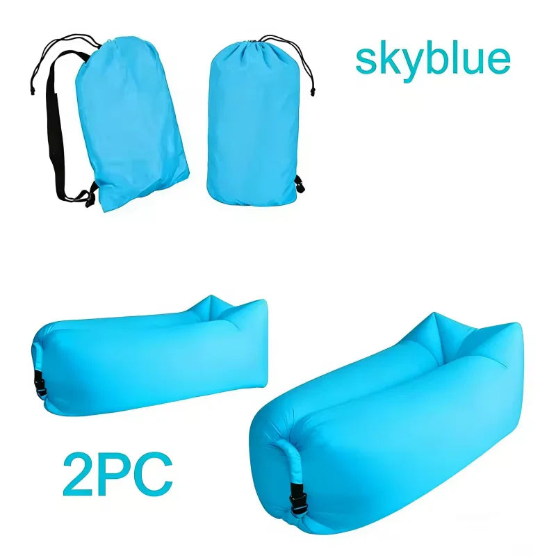 LUSQI Inflatable Lounger Air Sofa Extra Thick Foldable Couch For Outdoor Camping Beach Patio Quick Inflation Home Furniture