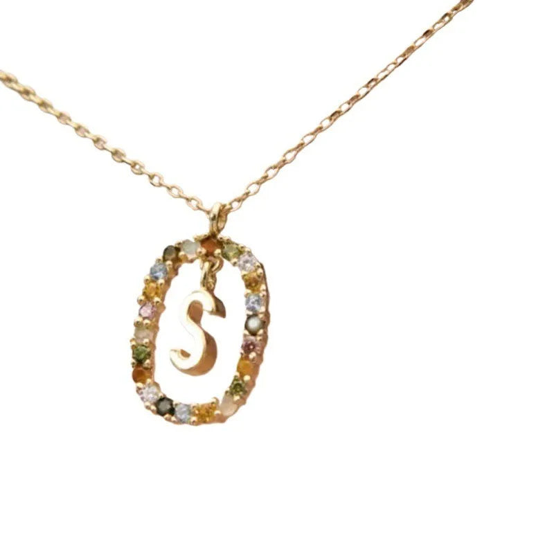 Creative A-Z Letter Pendant Women's Necklace Sweet Versatile Adjustable Chain Lobster Clasp Colorful Jewelry Popular 2026 Gift