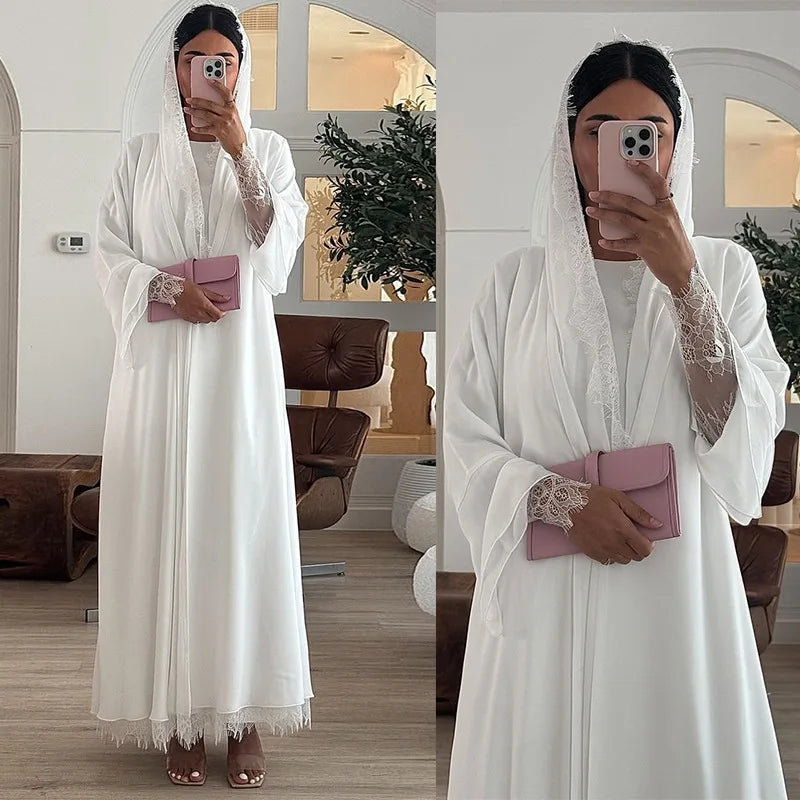 Abaya Muslim Ladies Elegant Kaftan Hijab Included Floorlength Galabia