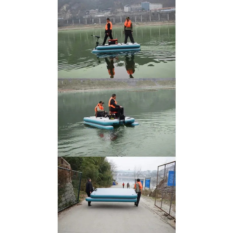 LUYA Fishing Spreader Boat Floating Fishing Platform With Motor Set Water Inflatable Magic Carpet Flatboat (Support DIY Size)