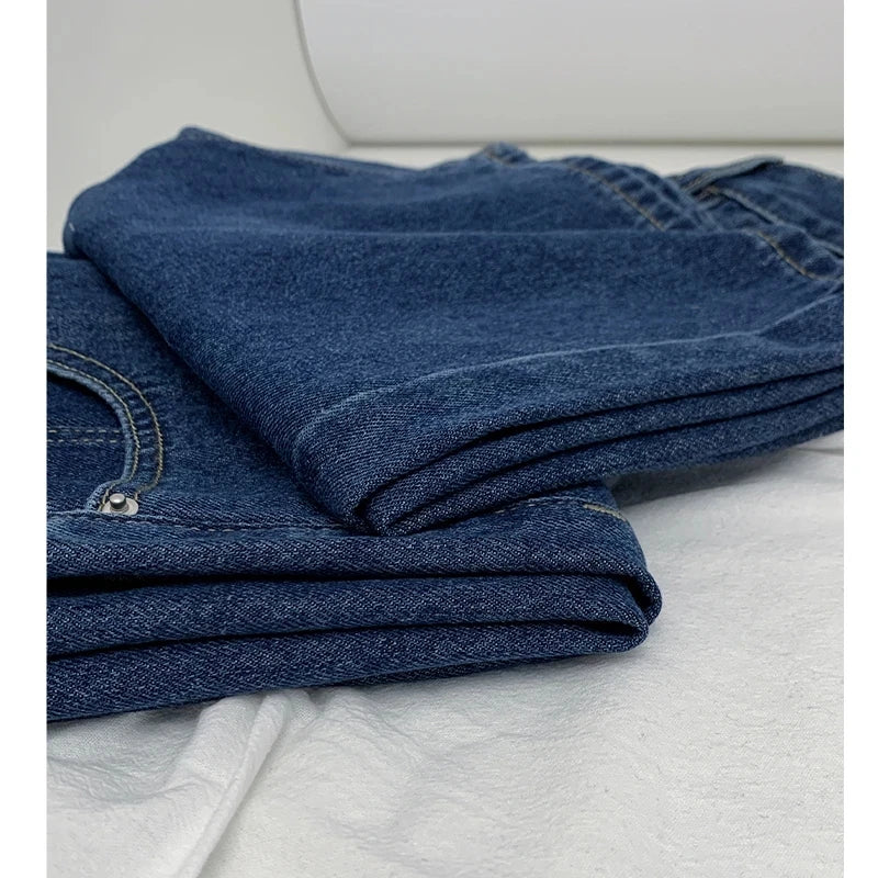 American Retro Blue Wide Leg Denim Shorts Women's Spring Summer New High Waist Slimming Loose Fit Thermal Pants Y2K