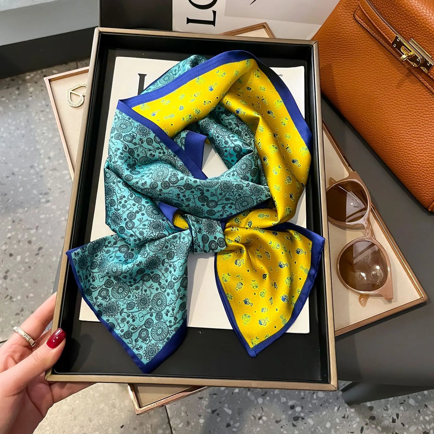 Long Silk Scarf Bag Tie Women Neck Skinny Scarves Hair band Foulard Horse Print Brand Lady Neckerchief Ribbon