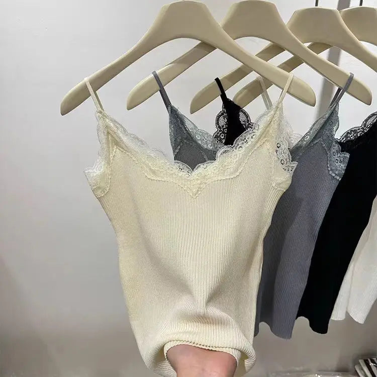 2026 Summer Lace Tank Top Korean Sleeveless Black Vest Women Cropped Cute Camis Sexy White Tank Tops Female Y2k Clothes