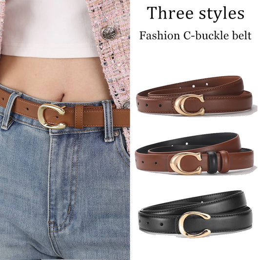 2-3pcs Fashion C-buckle Belt Simple Women Jeans Skirt Automatic Buckle Belt Trendy Women Birthday Party Gifts