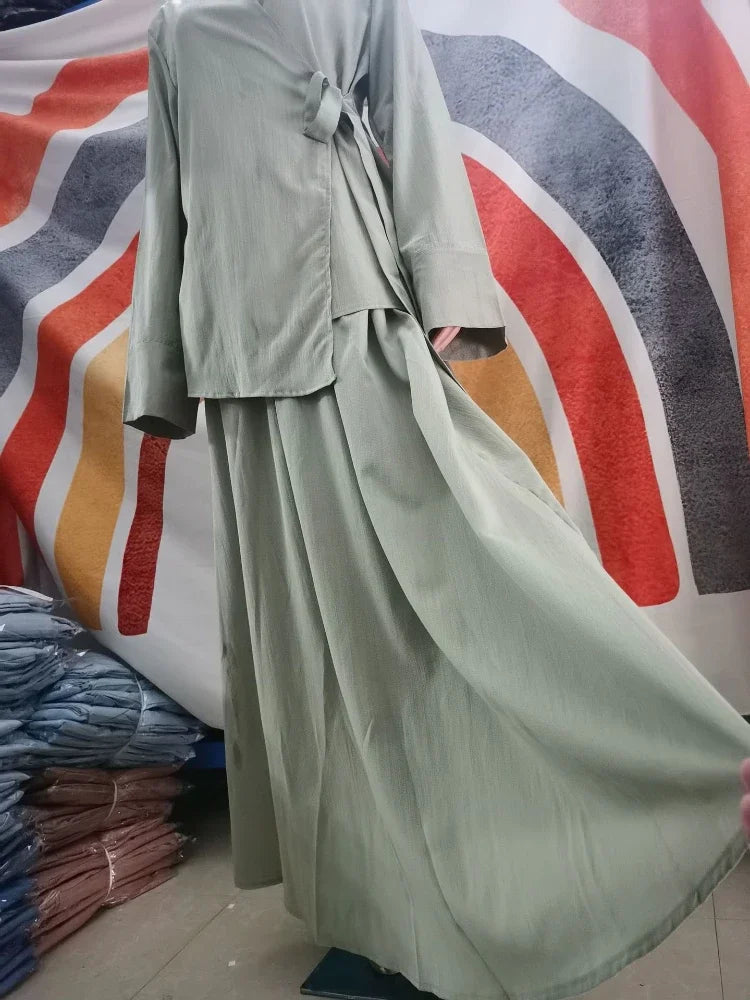 Two Piece Sets Shirt &Pants Women Muslim Kaftan Islamic Outfit Sets
