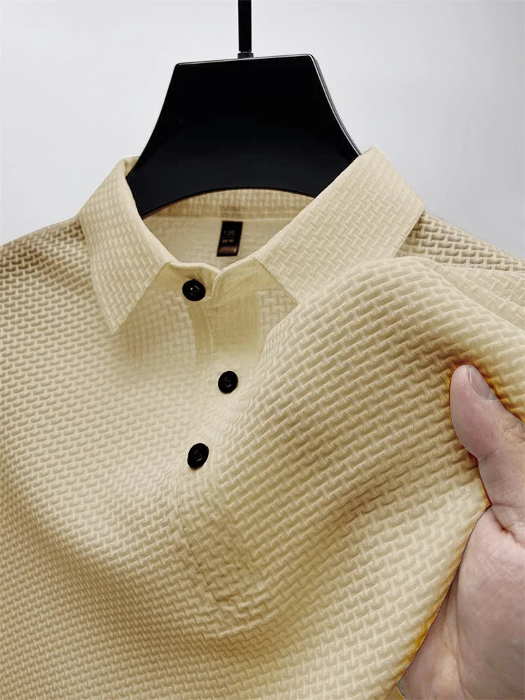 Summer men's loose and comfortable short-sleeved polo shirt ice silk breathable business fashion T-shirt high quality clothing