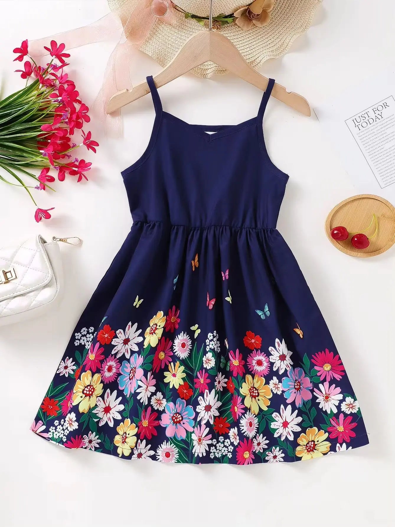 Kids Girl Summer New Sling Dress for Children Girl 4-7 Years