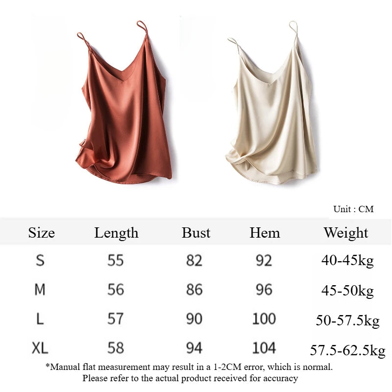 Summer Satin Women Camisole Sexy Sleeveless V-Neck Solid Spaghetti Strap Tank Tops French Fashion Soft Bottoming Shirt Innerwear