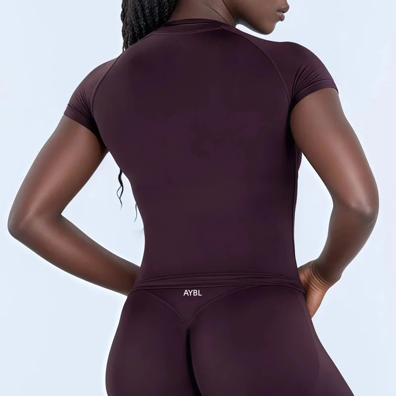 2 Pieces Sports Sets Short Sleeve Sculpt T Shirt Seamless Yoga Top Fitness Set Women