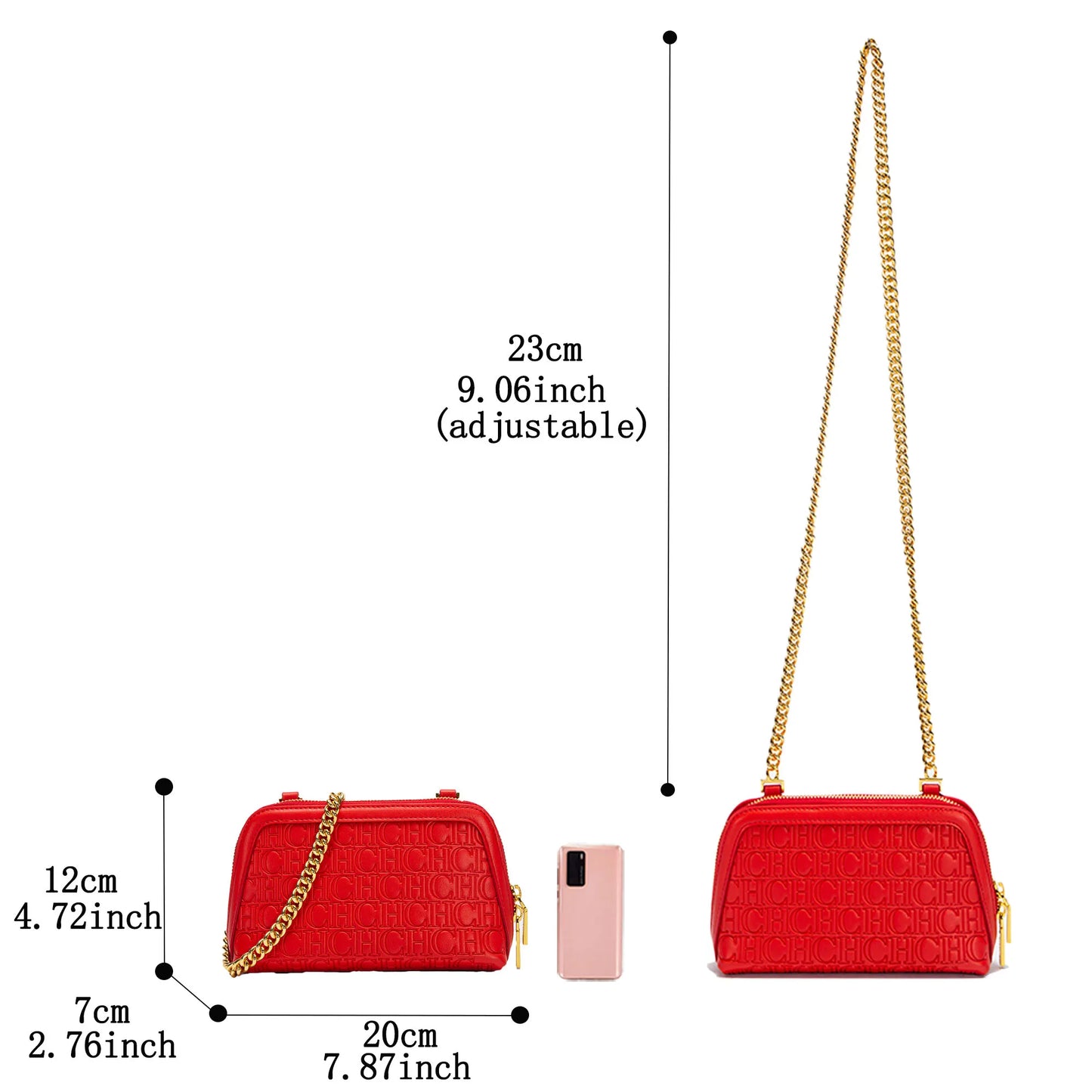 CHCH Women's Shoulder Bag New Mini Shell Bag Simple Metal Chain Bag