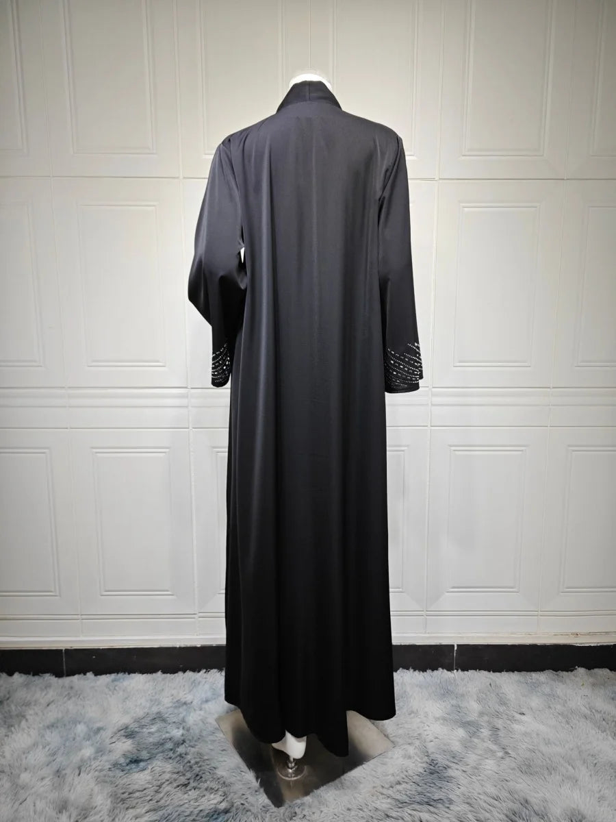 Dubai Abaya luxury hotfix rhinestone Beading Kimono Cardigan Long Dress