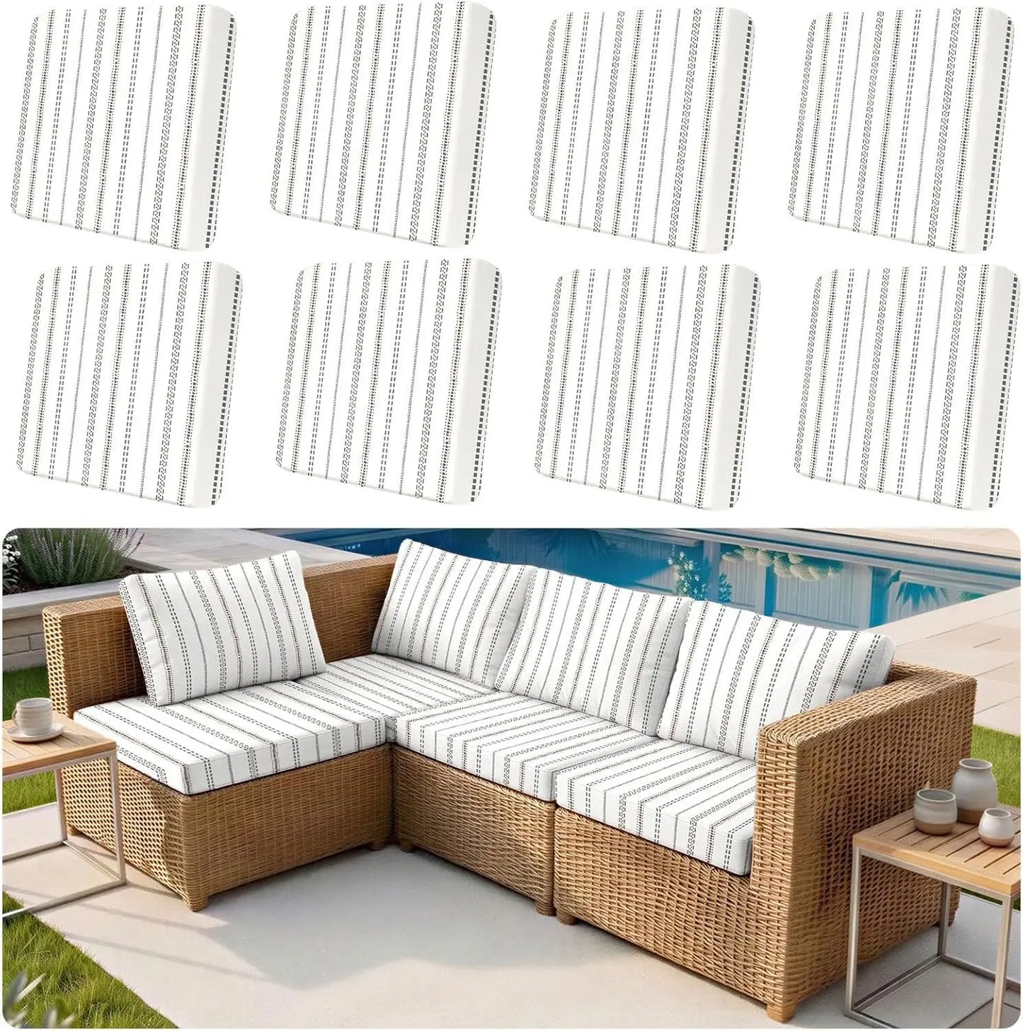 Outdoor Elastic Sofa Cover Cushion Cover for Garden Patio Replacement Sofa