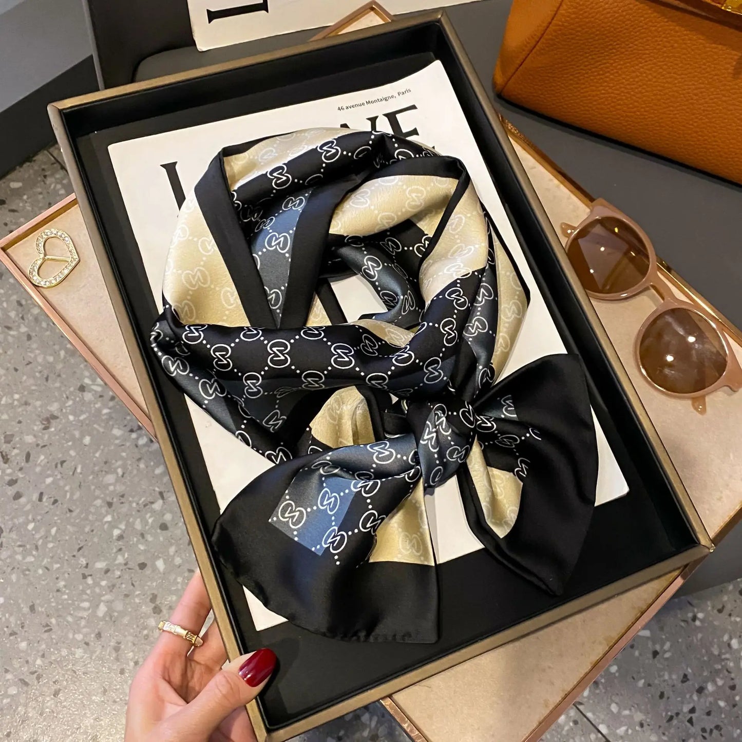Long Silk Scarf Bag Tie Women Neck Skinny Scarves Hair band Foulard Horse Print Brand Lady Neckerchief Ribbon
