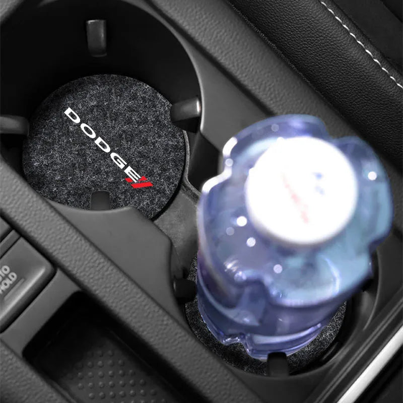 Non-slip Car Water Cup Pad Round Felt Coaster Mat Anti-Slip Car Water Coaster Cup for Dodge CHALLENGER DART NITRO RAM SRT SXT