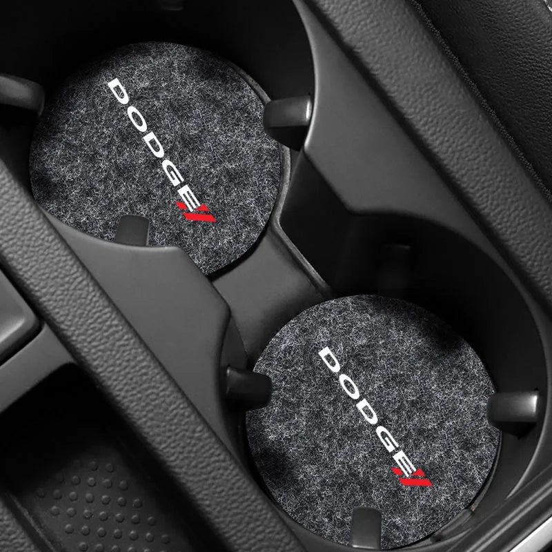 Non-slip Car Water Cup Pad Round Felt Coaster Mat Anti-Slip Car Water Coaster Cup for Dodge CHALLENGER DART NITRO RAM SRT SXT