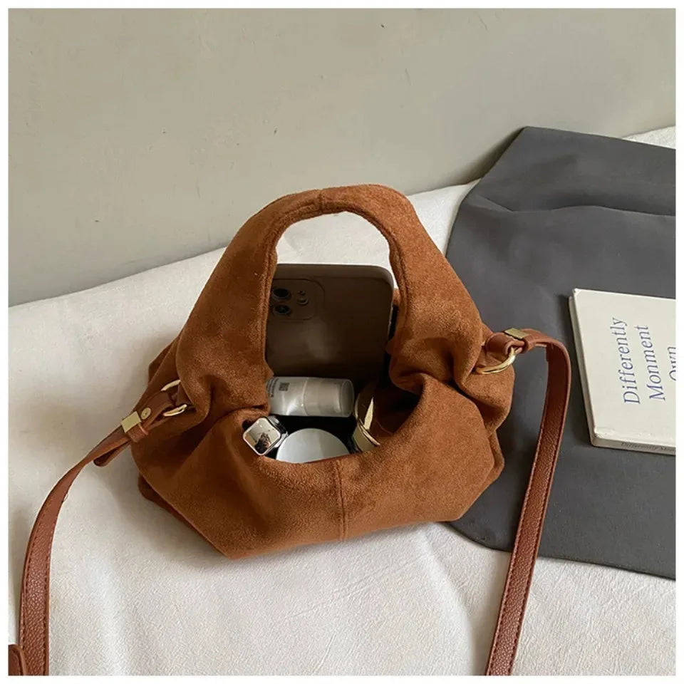 Designer Frosted Mini Handbag Luxury Women's Faux Suede Top-Handle Bags Female Shoulder Crossbody Bags for Women Summer Style