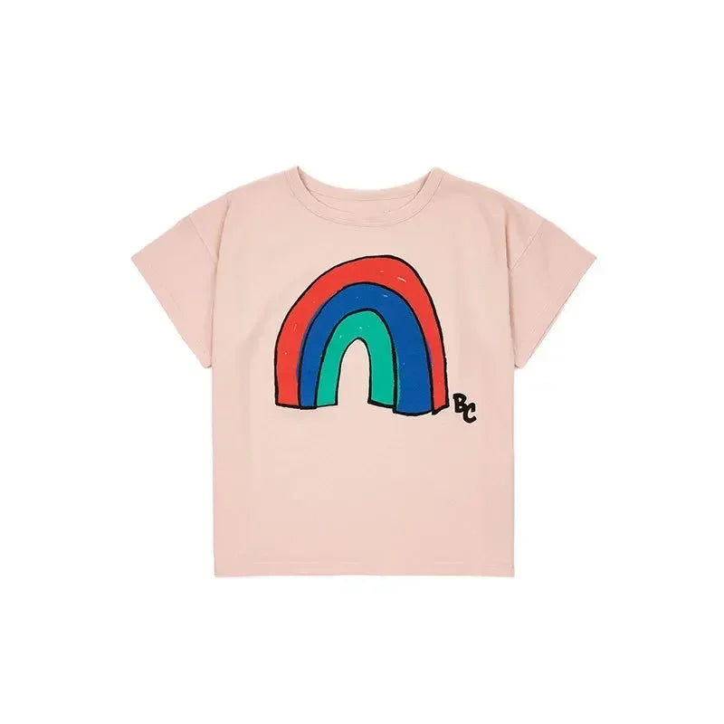 Summer Children's Casual T-Shirt Cartoon Print Short Sleeve Fun Inner Wear Korea Style Leisure INS New Product for Kids 2026