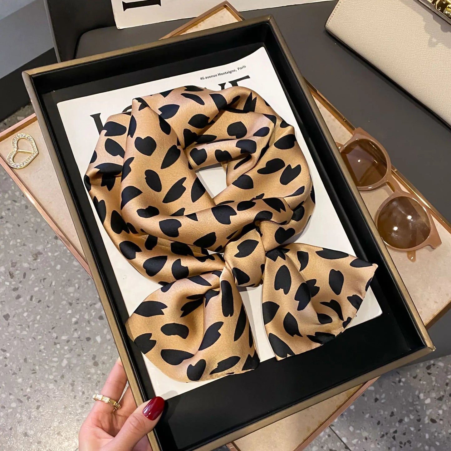 Long Silk Scarf Bag Tie Women Neck Skinny Scarves Hair band Foulard Horse Print Brand Lady Neckerchief Ribbon