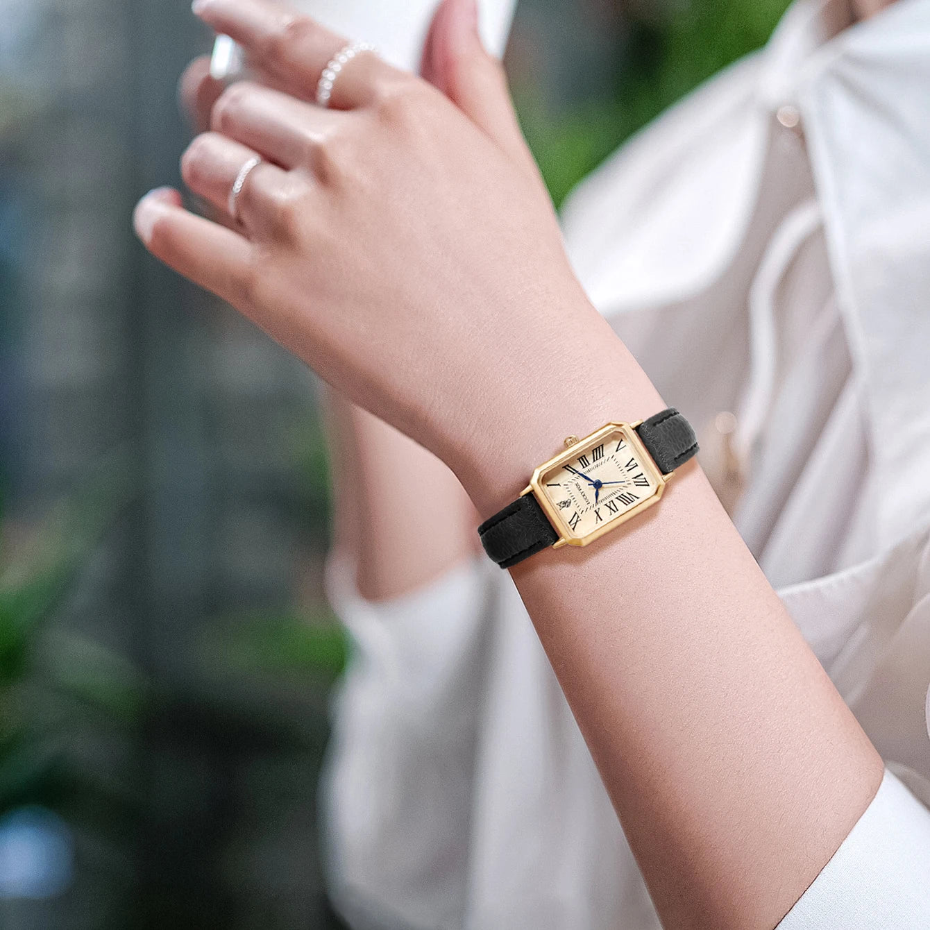 Digital Dial Casual Watches Square Leather Strap Fashionable Clock Quartz
