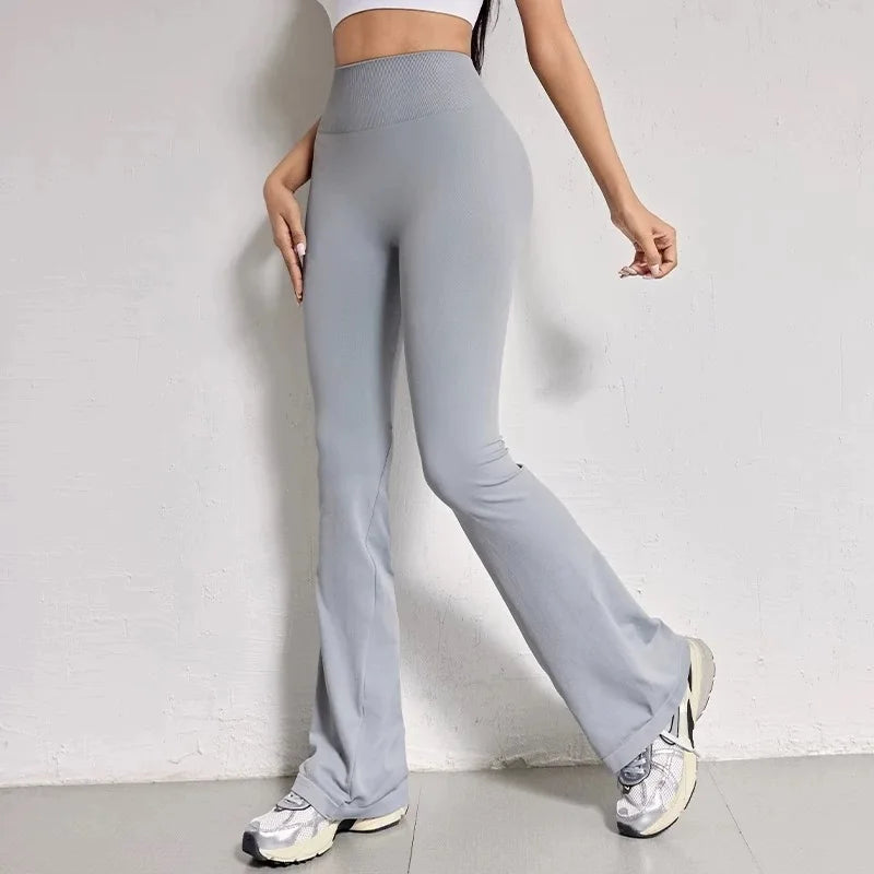 Summer high waisted yoga bell bottoms women's tight fitting hip lifting running fitness pants