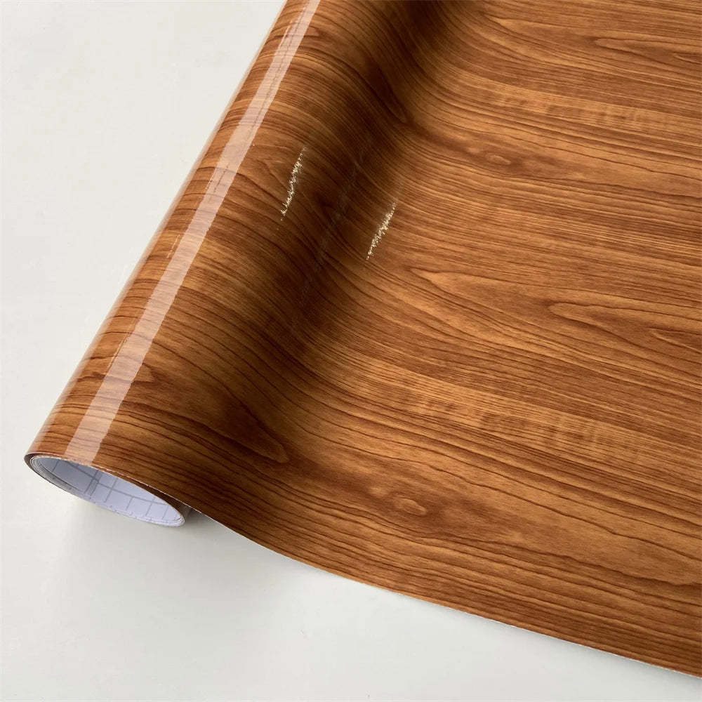 PVC Self Adhesive Wood Vinyl Wrap Car Sticker Interior Furniture Bubble Free Wooden Textured Grain Decorative Film Cabinet