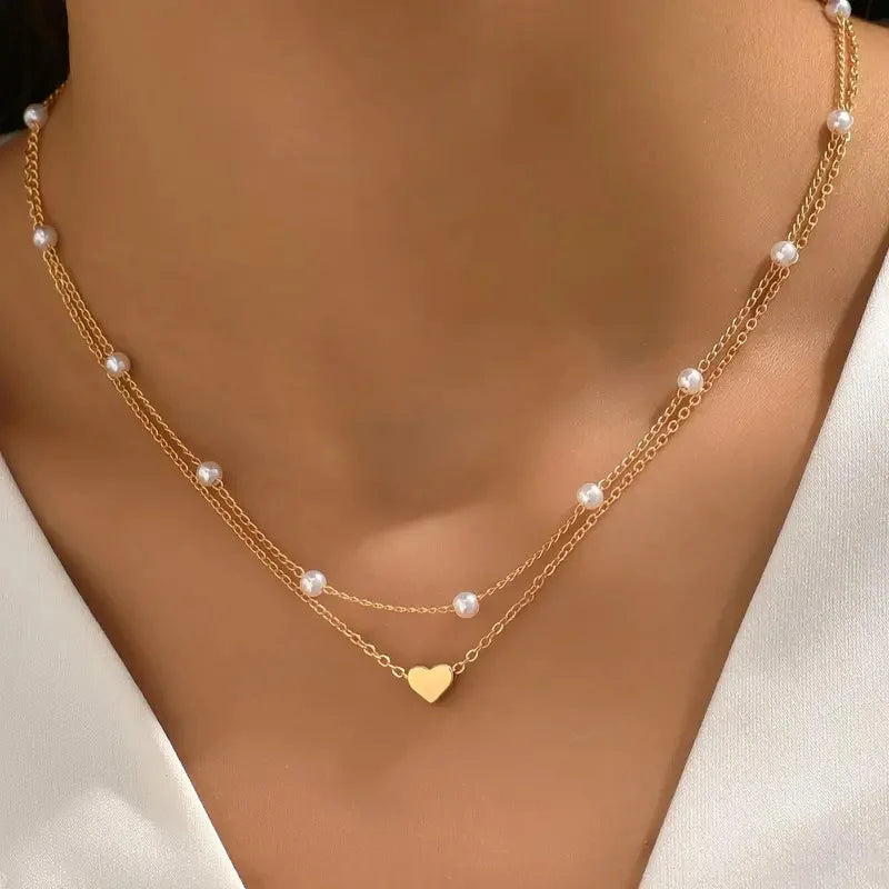 Chic Imitation Pearl Heart Jewelry