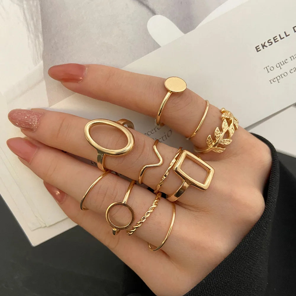 11 Pcs/Set Olive Branch Leaf Rings Set for Women Combination Creative Joint Ring Fashion Party Jewelry Gift