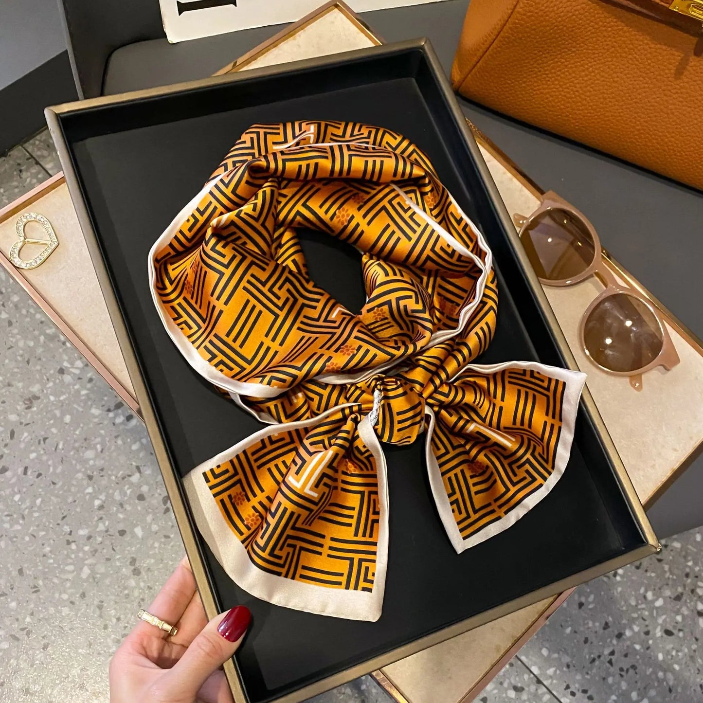 Long Silk Scarf Bag Tie Women Neck Skinny Scarves Hair band Foulard Horse Print Brand Lady Neckerchief Ribbon