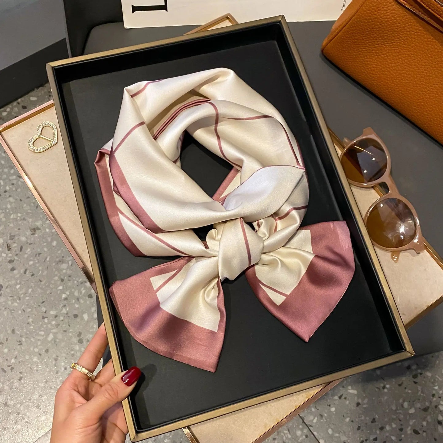 Long Silk Scarf Bag Tie Women Neck Skinny Scarves Hair band Foulard Horse Print Brand Lady Neckerchief Ribbon