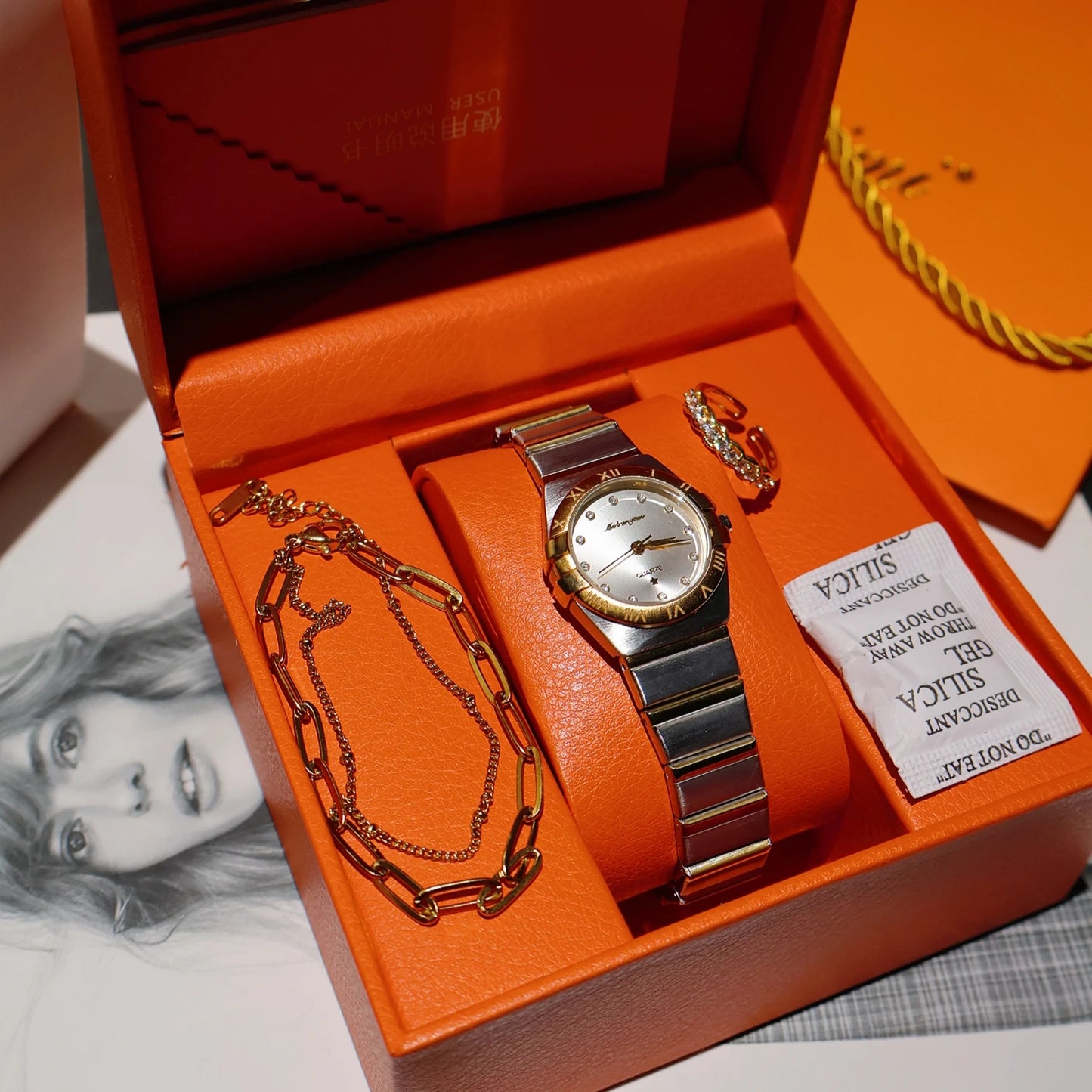 Light Luxury Fashion Women's Constellation Watch 2026 New Vintage Women's Quartz Watch Roman Border Diamond Dress Watch