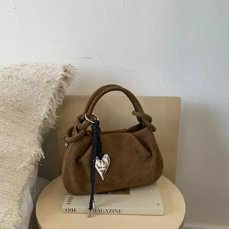Small Suede Fashion Leather Shoulder Bags for Women 2026 Luxury Designer Brand Trend Crossbody Bag Females Short Handle Handbags