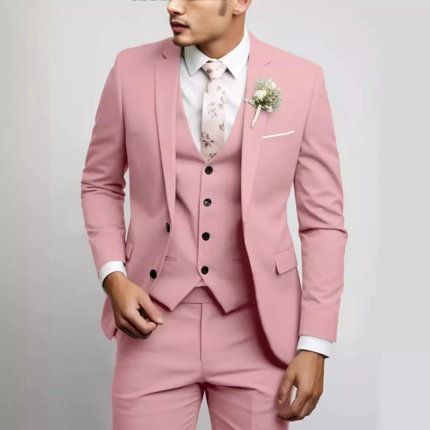 Casual Men's Suits  Slim Regular Fit 3 Piece Elegant Tuxedos Notch Lapel Blazer Vest Pants for Evening Party  Formal  Wedding