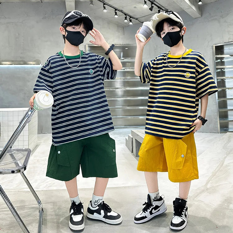 2 Piece Cotton Clothing Set Children Top and Bottom Clothes Set Tracksuit Age 5-14Y