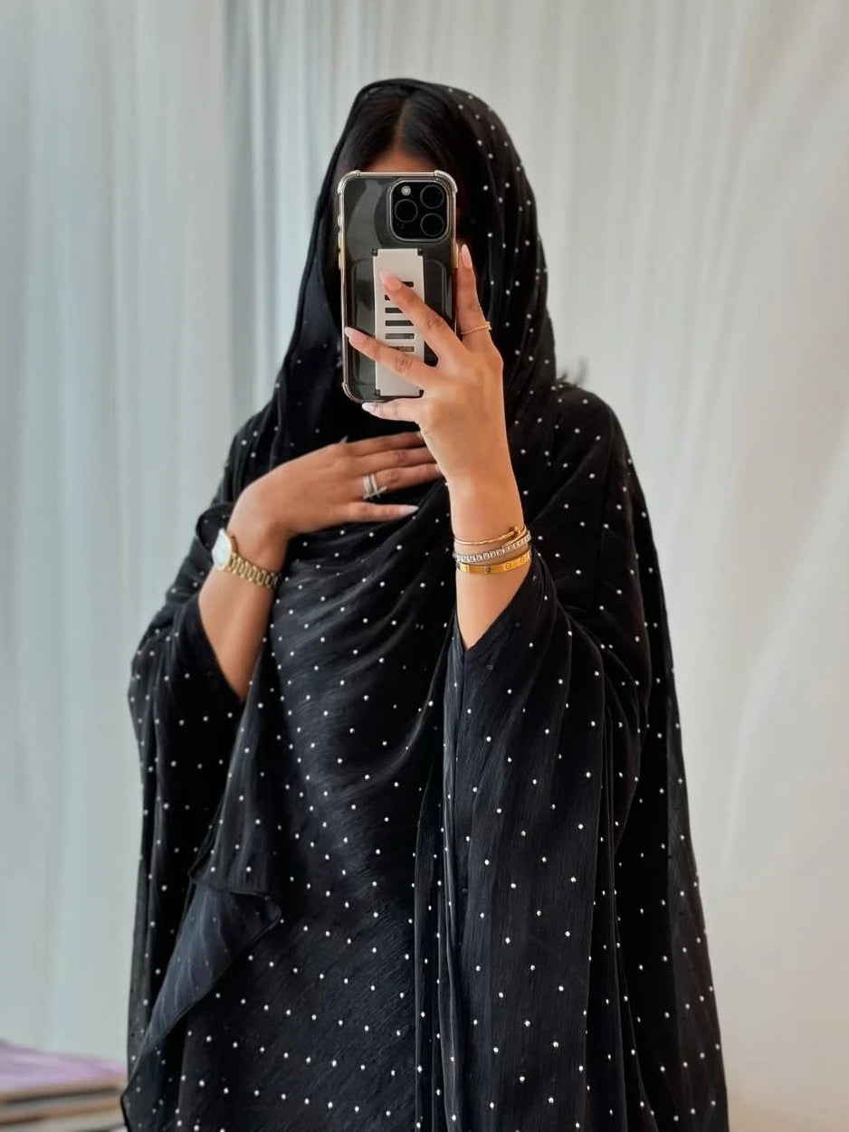 Abaya with Scarf Diamond 2 Piece Set Party Headscarf